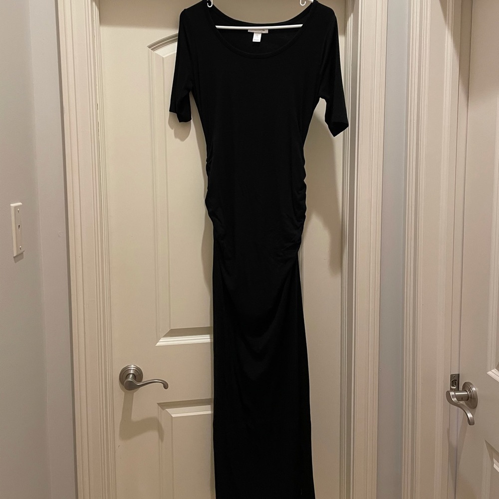 Floor length black maternity dress, size small
